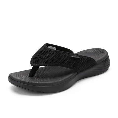 DREAM PAIRS Women's Anti-Slip Lightweight Fabric MD Wave Pattern Open Toe Thong Flip Flop Slip-Ons - Beach-to-Bar Footwear, Comfortable Sandals for Women