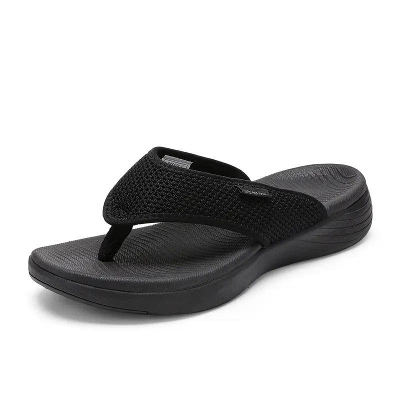 DREAM PAIRS Women's Anti-Slip Lightweight Fabric MD Wave Pattern Open Toe Thong Flip Flop Slip-Ons - Beach-to-Bar Footwear, Comfortable Sandals for Women