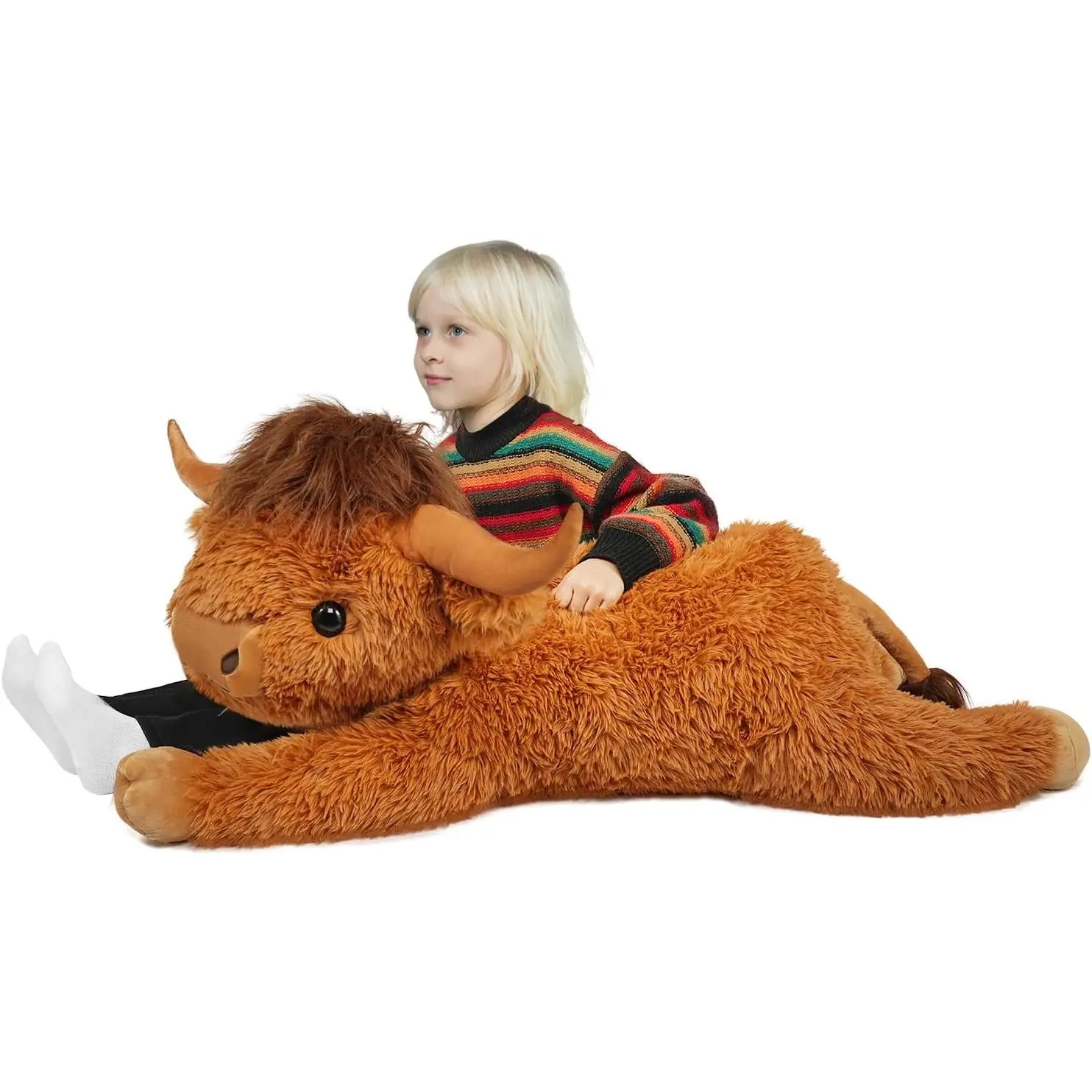 38.5 Inch Brown Giant Plush Animal - Large Cow Pillow Gift for Kids and Adults, Couch & Bed Decor