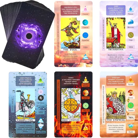 78-Card Standard Tarot Set - High-Quality 350gsm Cardstock, 4.75*2.75 inches, Original Illustrations, Card Meanings, Astrology Focus, Planet Integration, Zodiac-Themed Minor Arcana, Learning Tool for Tarot Enthusiasts, Collectibles, Yes