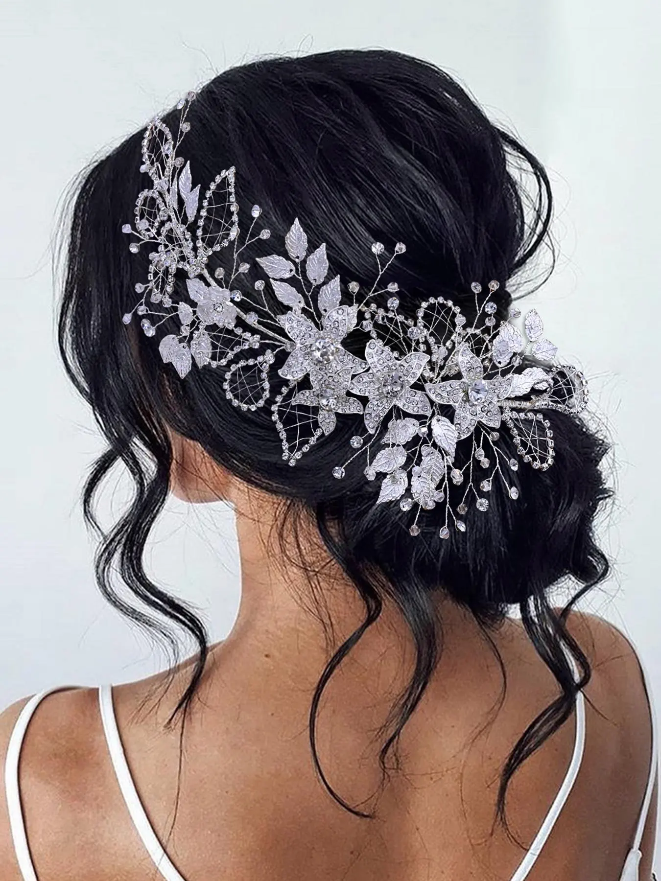 Hollow Out Leaf Design Hair Comb, Elegant Bridal Headwear Headpiece with Crystal for Wedding Bridal Party Formal Occasions, Fashion Hair Accessories for Women