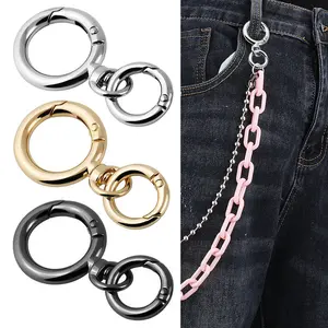 Metal Rotating Keychain Ring Hook, Round Spring Clip, Dual-Open Key Holder, Bag Buckle, DIY Craft Accessory, Unisex (3 Piece Set), Keychain Attachment