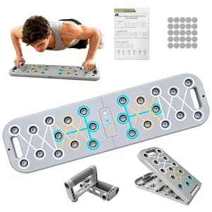 Folding Push Up Board, Color-Coded Portable Home Gym System for Core Exercise, Chest, and Abdominal Muscle Training with Anti-Slip Base