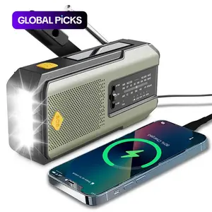 Hand-Crank/Solar-Powered Radio, Multifunctional Radio, Portable Survival Radio, Emergency Radio with 2000mAh Power Bank & LED Light, Portable Compact SOS Alarm Weather Radio for Outdoor Use, Essentials Gift #TOP PICKS
