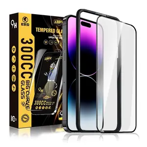 【2pcs】Tempered Glass Screen Protector for iPhone, 9H Hardness, 300CC Bigger Curve, Updated Version, Set of 2