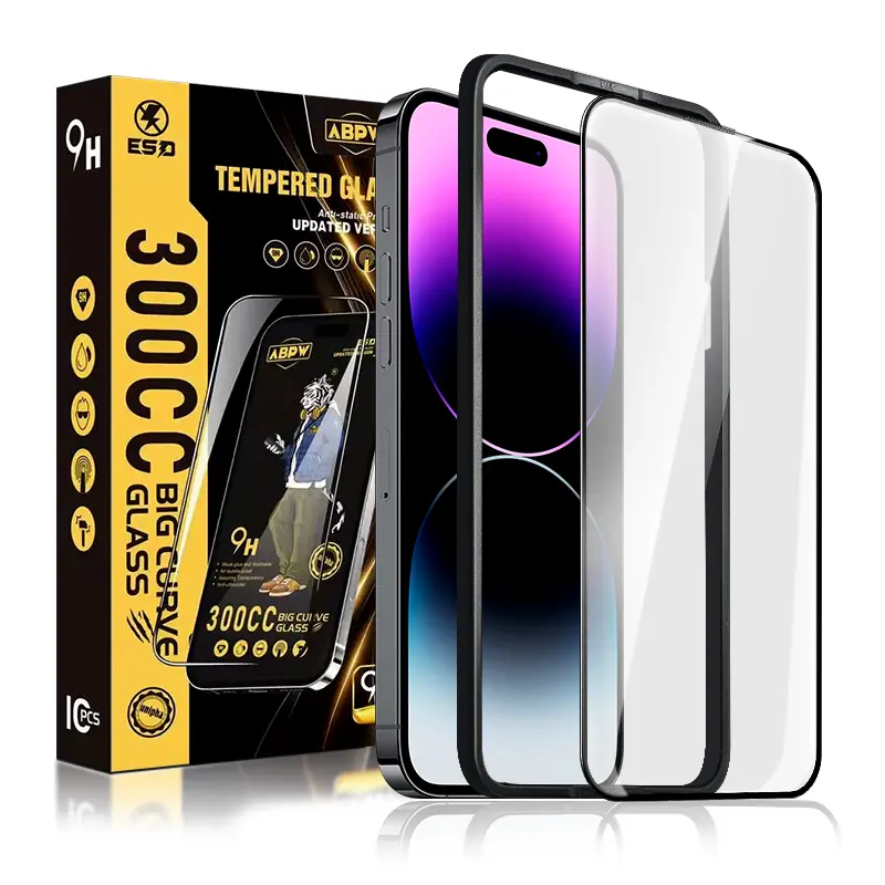 【2pcs】Tempered Glass Screen Protector for iPhone, 9H Hardness, 300CC Bigger Curve, Updated Version, Set of 2