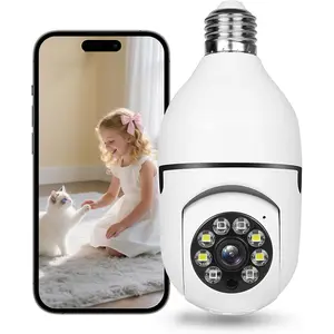Light Bulb Security Camera Wireless 2.4GHz WiFi 1080P HD 360° Panoramic Screw In Surveillance Cam with Motion Detection Smart Alarm Night Vision Two Way Audio for Home House Outdoor Yard