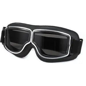 FEISEDY Motorcycle Goggles Vintage Anti Fog Pilot Style Leather Riding Glasses Safety Sport Eyewear B0046