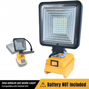 Cordless LED Work Light for Dewalt 20/18v Battery, 30W 4000Lumens Flood Lights Outdoor for Dewalt 20V Battery, Underhood Work Light with Two USB Charging Port for Emergency, Workshop, Garage(No Battery) Dual