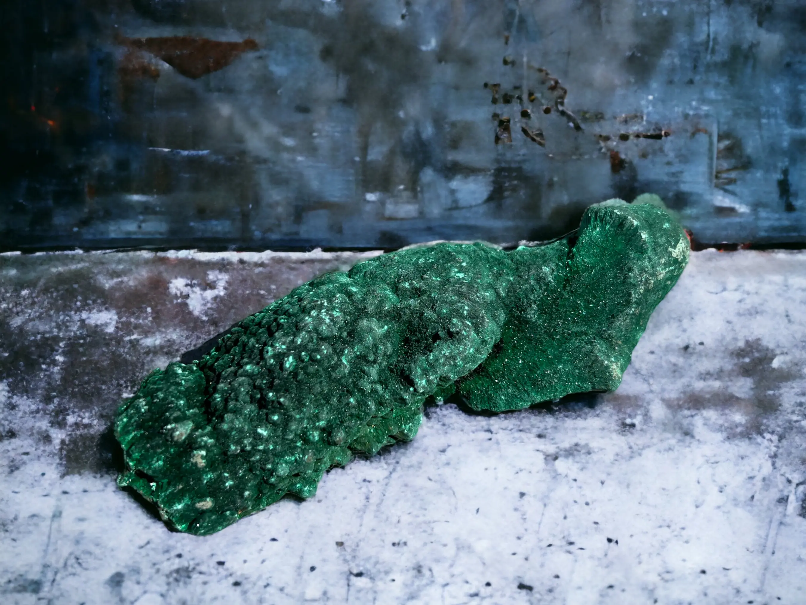 Green Malachite Stalactite from Congo - Superb Quality Natural Crystal with Vibrant Green Color & Unique Spiral Growth Patterns 5.05" x 1.40"