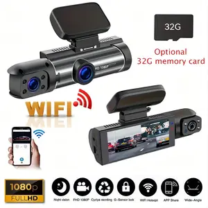Dual Lens Driving Recorder with WIFI Function, Front and Internal Dual Cameras, 1080P HD Wide-angle Car Driving Recorder, Car Camera with Infrared Night Vision Function, Parking Monitoring Cycle Recording Application, G-sensor, Motion Detection
