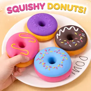 Donut Squishy Stress Toy Soft Squeeze Fidget Toy Anxiety Relief Sensory Toy for Kids Adults Cute Dessert Squishy