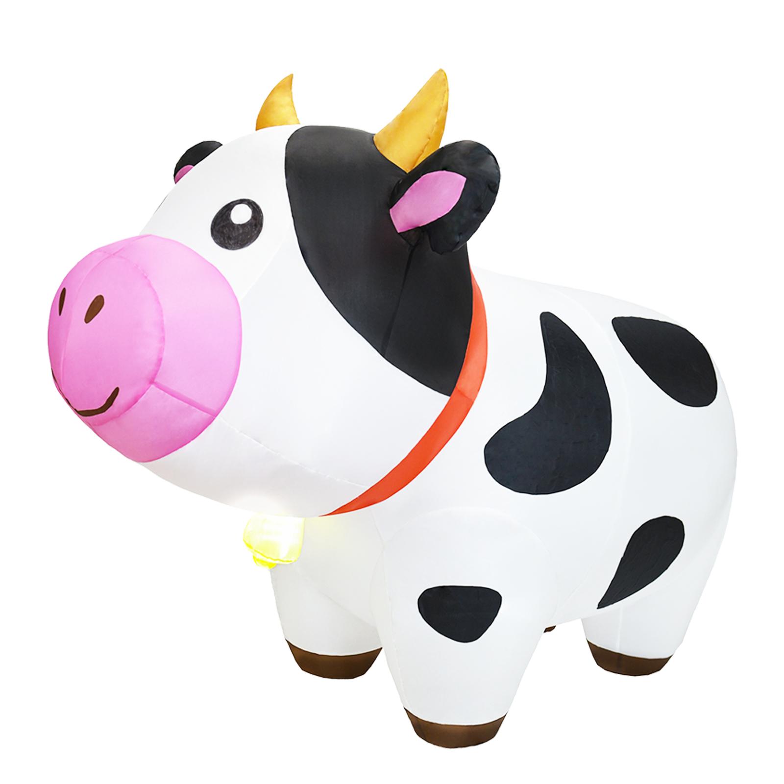 6 FT Long Cow Inflatables Christmas & Spring with Built-in LED Lights, Farm Ranch Inflatable Animals Cute, Blow Up Yard Outdoor Decorations for Garden Lawn Party Holiday Outside