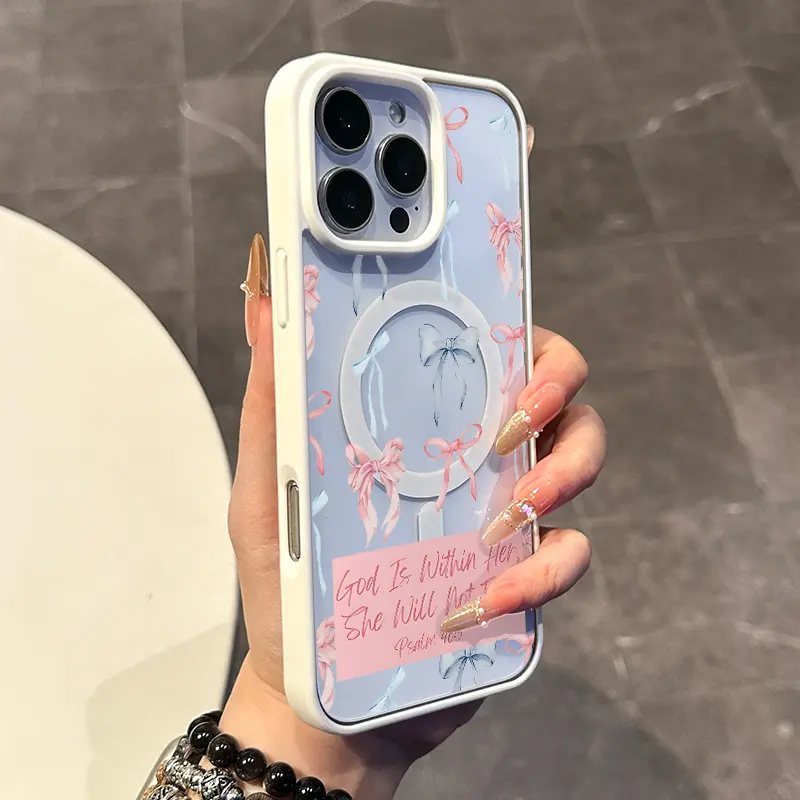 Premium Magnetic Case for iPhone11/12/13/14/15/16/promax Bow label text y2k cased MagSafe Ready,Anti-Fall,Springtok and Ultra-Th