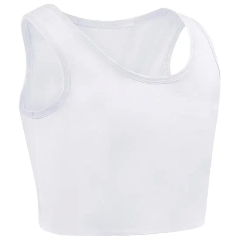 [VibeFit]CuteStreet Transgender Tomboy Chest Binder FTM Elastic Breathable Black Sleeveless Tank Top Pull On Closure Minimalist Womenswear Basic Casual Notched Neck Casual Notched Neckline