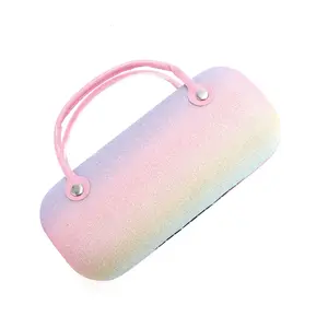 Unique Bargains Laser Rainbow Glasses Case Eyeglasses Case 6.29"x2.76"x1.97" Pink Yellow 1 Pc