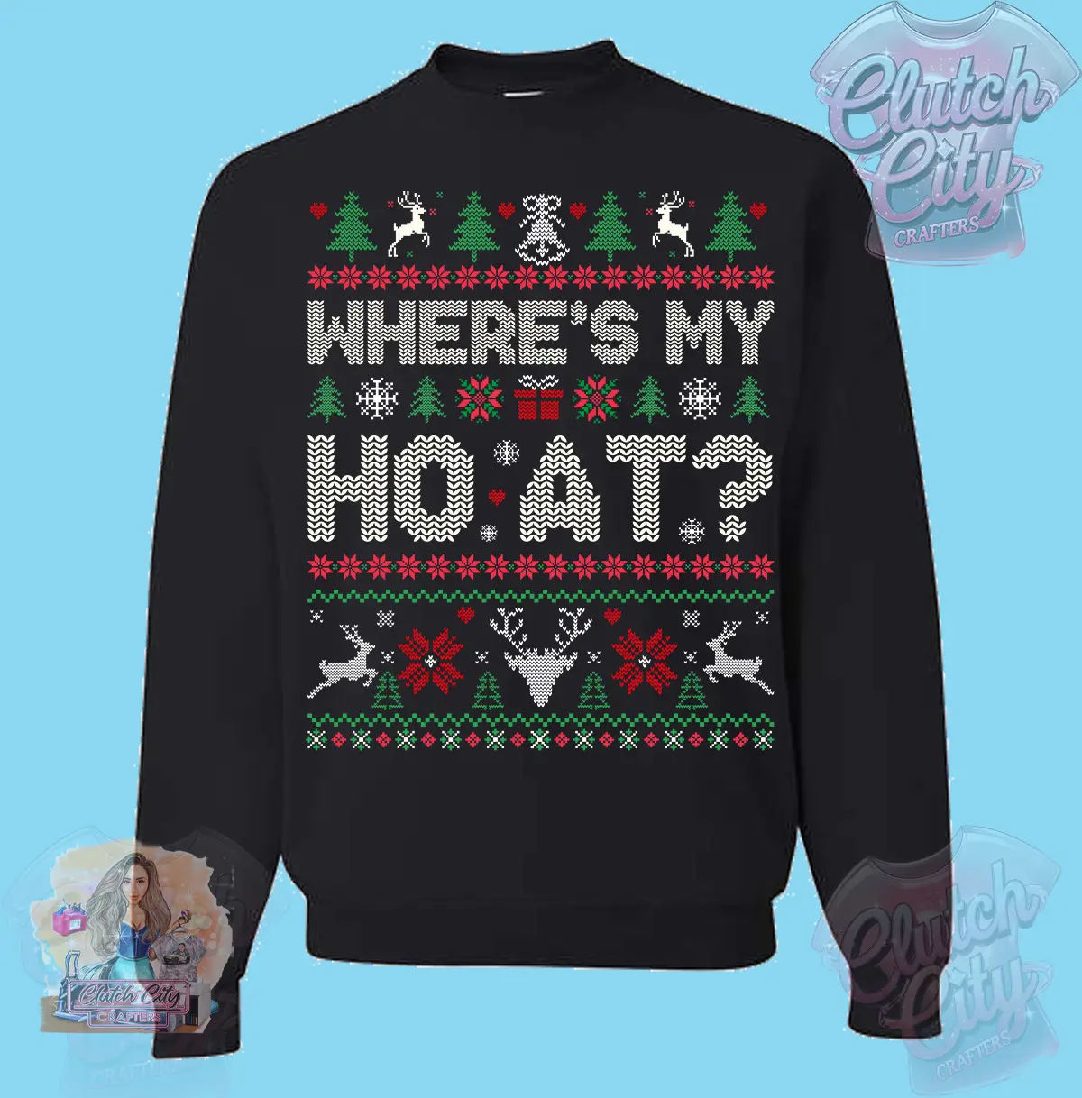 Wheres my HO at couples funny Christmas sweater