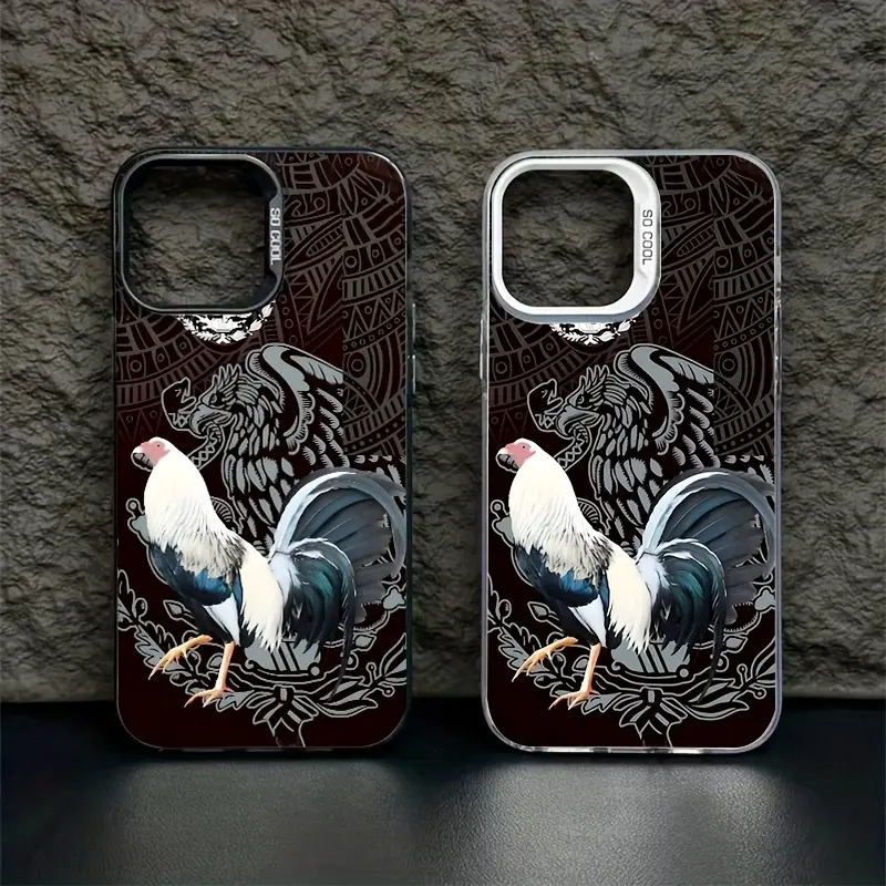 Matte Silicone Cellphone Casing for iPhone 17 Pro Max, 16 Plus, 15, 14, 13, 12, 11, Air - Creative Art Rooster Pattern, Shockproof, Anti-Scratch, Stylish Mobile Phone Accessories with Protection, Ideal Gift for Men & Women