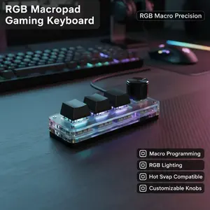 Macropad Macro Programming Keyboard RGB Mini Hot Swap Gaming Custom Knob Keypads Red Switch 3 Keys Knob For Photoshop Multimedia