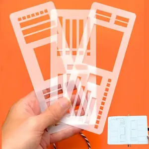 Handmade Flexible Record Template, Planner Stencil Set for Dot Grid Journals, Flexible Drawing and Checklist Templates,  for Journaling Checklists Boxes Lines & Daily Planning, Set of 3 Pack ﻿