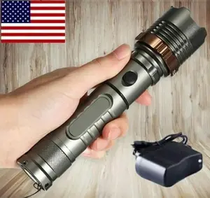 Rechargeable LED Flashlight Tactical Police Super Bright Torch Zoomable