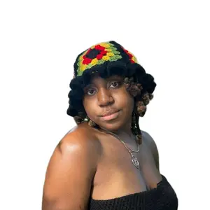 Rasta Checker Crochet Hat for Women - Fashion Accessory