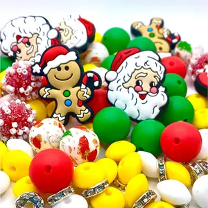 50pcs Bead Bundle 112 | Christmas Beads | Bead Mix | Santa Colorful Beading & Crafting