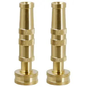 ATDAWN Brass Hose Nozzle, Heavy-Duty Brass Adjustable Twist Hose Nozzle, 2 Pack (4")