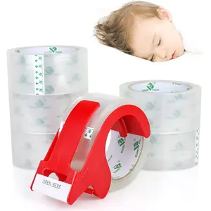 No Noise Quiet Clear ing Tape, Heavy Duty aging Tape, Refill Rolls for Sealing ing and Shipping, 2.4Mil 1.88Inch 55Yards 6rolls, with Free Dispenser