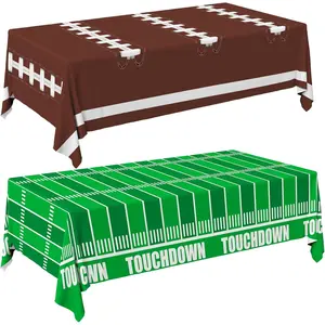 Football Party Decorations Disposable Tablecloth Plastic Touchdown Table Cover for Birthday Football Party Games Decoration 54 X 108Inch，2 Pack