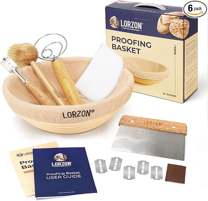 Banneton Bread Proofing Basket Set, 10" Round Sourdough Proofing Basket with Sourdough Bread Baking Supplies, Bread Making Kit