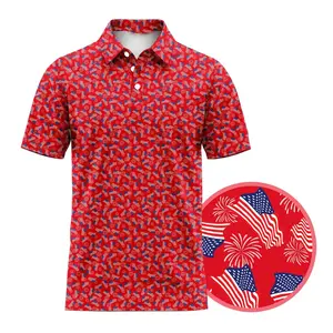 American Flag Polo Shirt for Men, Patriotic USA Print Polo, Casual Summer 4th of July Outfit
