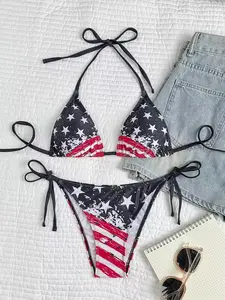 2pcs European and American split swimsuit for women, new sexy tight-fitting backless bikini for foreign trade
