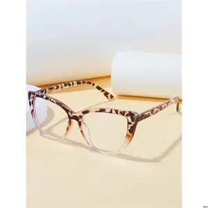 For Accessories Glasses Use And , Computer Suitable Glasses Flat Print Leopard Eye Cat Fashion Lens Transparent - Unisex 1pc Anti Visual Fatigue , For Daily TV , Gaming Mobile Women