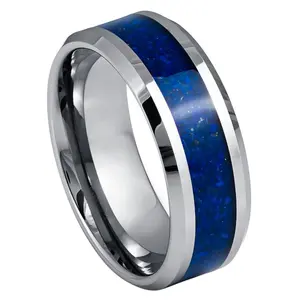 Beveled Edge with Lapis Lazuli Inlay – 8mm