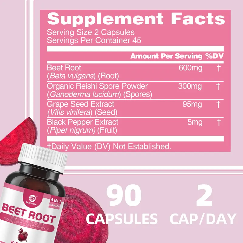 GANOHERB Reishi & Beetroot Capsules—supporting blood flow, circulation ...