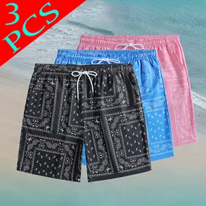 Men's Paisley Print Casual Shorts - Quick Dry Beach Shorts for Summer, Elastic Waist Drawstring Board Shorts