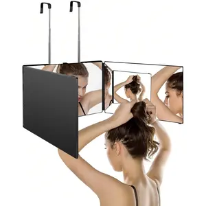 Portable Adjustable Trifold Mirror with Extensible Hook, Essential for DIY Haircut and Makeup, Easy to Carry Portable Adjustable Trifold Mirror with Extensible Hook, Essential for DIY Haircut and Makeup, Easy to Carry