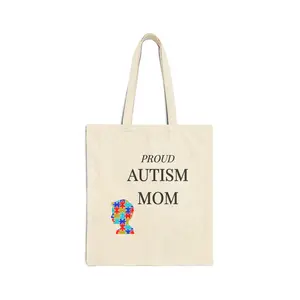 Proud Autism Mom Canvas Tote Bag – Puzzle Piece Awareness Gift | NanuxVibe