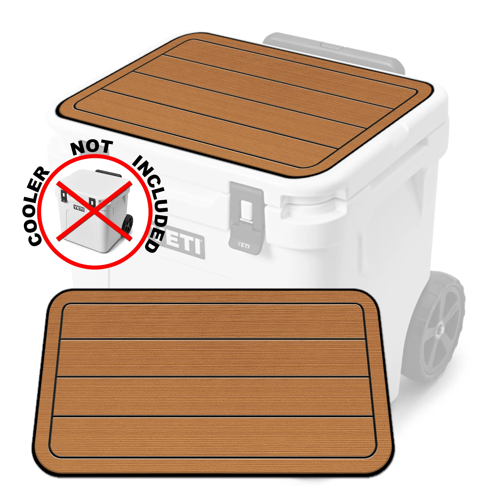 USATuff SeaDek Cooler Pad — TEAKLINE in Mocha/Black | FITS YETI Roadie 32 QT WHEELED Cooler (COOLER NOT INCLUDED—PAD ONLY)