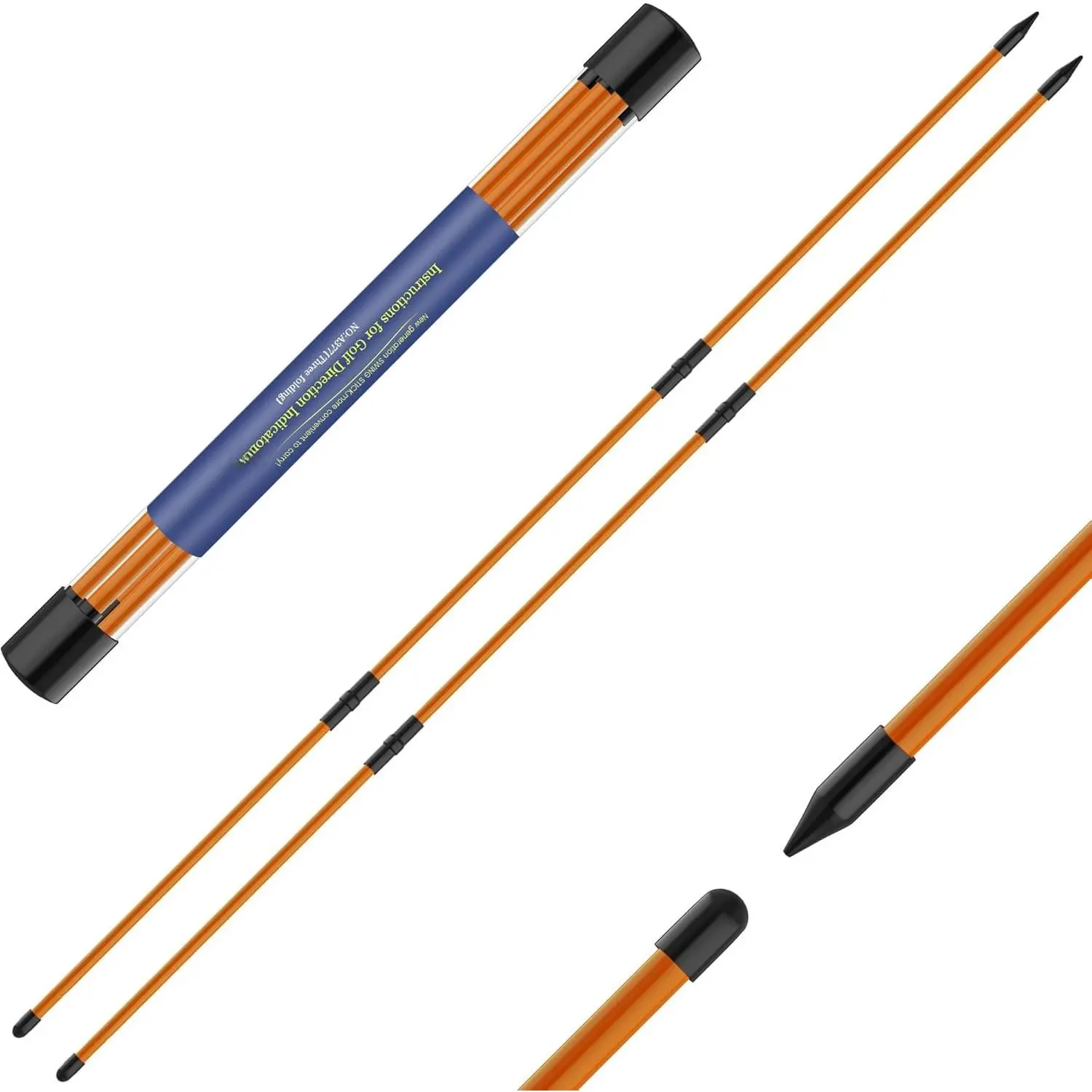 Golf Alignment Sticks 2 Pack,Upgraded 48" Collapsible Alignment Stick Golf  Aid for Aiming, Putting, Swing Trainer, Golf  Sticks with Clear Tube Case