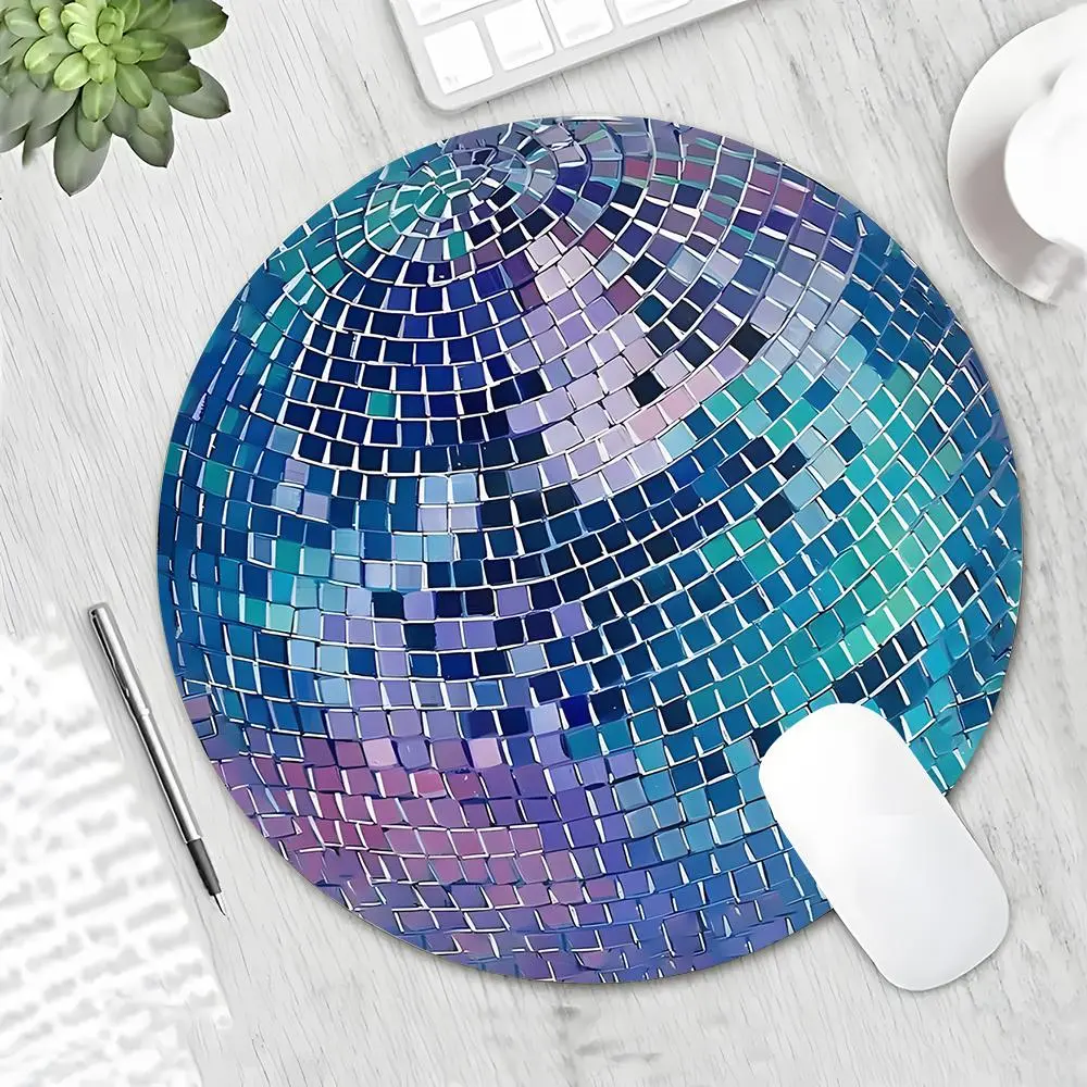 Vintage Disco Ball Pattern Mouse Pad, Round Mouse Pad with Non-slip Rubber Base, Decorative Mouse Mat for Gaming & Office, Desktop Accessory, Desk Accessories, Mousepad