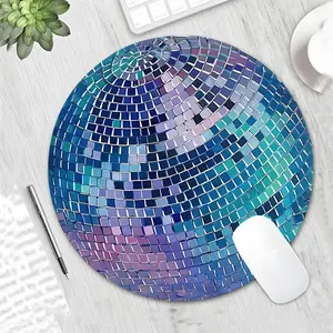 Vintage Disco Ball Pattern Mouse Pad, Round Mouse Pad with Non-slip Rubber Base, Decorative Mouse Mat for Gaming & Office
