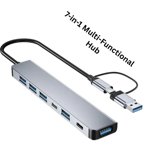 7 in 1 USB C & USB Hub with USB 3.0, USB 2.0 Ports for PC/Laptops/MacBook Pro/Air/iMac/iPad and More Devices