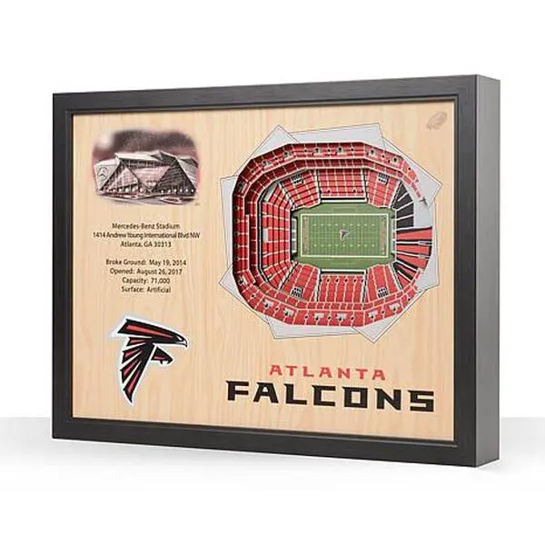 Football Fan Shop Officially Licensed NFL Atlanta Falcons StadiumView 3D Wall Art