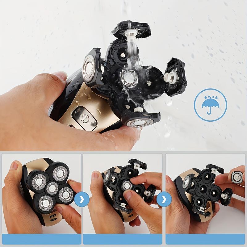 Portable Men's Multifunctional Electric Shaver Set, Wet/dry Cordless Razor, 5-Blade Trimmer, Waterproof Rotating Blades, Waterproof Rechargeable Shaver, Gift for Him