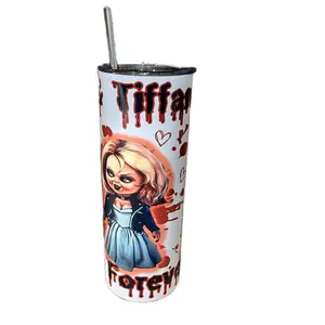 Chucky and Tiffany 20oz or 30oz Stainless Steel Tumbler with Blood Drips Happy Halloween Spooky Scary Movie Gifts