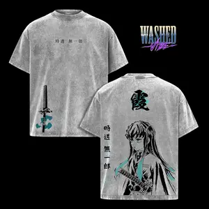 Retro Heavy Limited valentine shirts Tokito Muichiro Shirt - Sweatshirt and Hoodie Washed Menswear Top Anime Graphic Tee Oversized Acid Washed Soft Cotton T-Shirt Anime Streetwear Casual Menswear Womenswear Gift for Anime Fans Demon Slayer Lovers