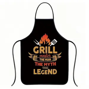 1Pc 2D beautiful patterned apron, sleeveless design, perfect for home kitchens, restaurants, outdoor gatherings and barbecues, both for cooking and cleaning.