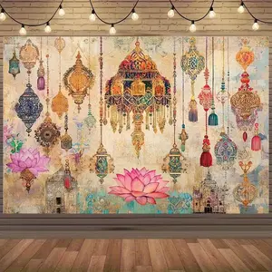 2D Flat Banner 1pc, Bohemian Mandala Wall Hanging, Polyester Material, and Multicolor Design, Home Decor, Party, Wedding, Birthday
